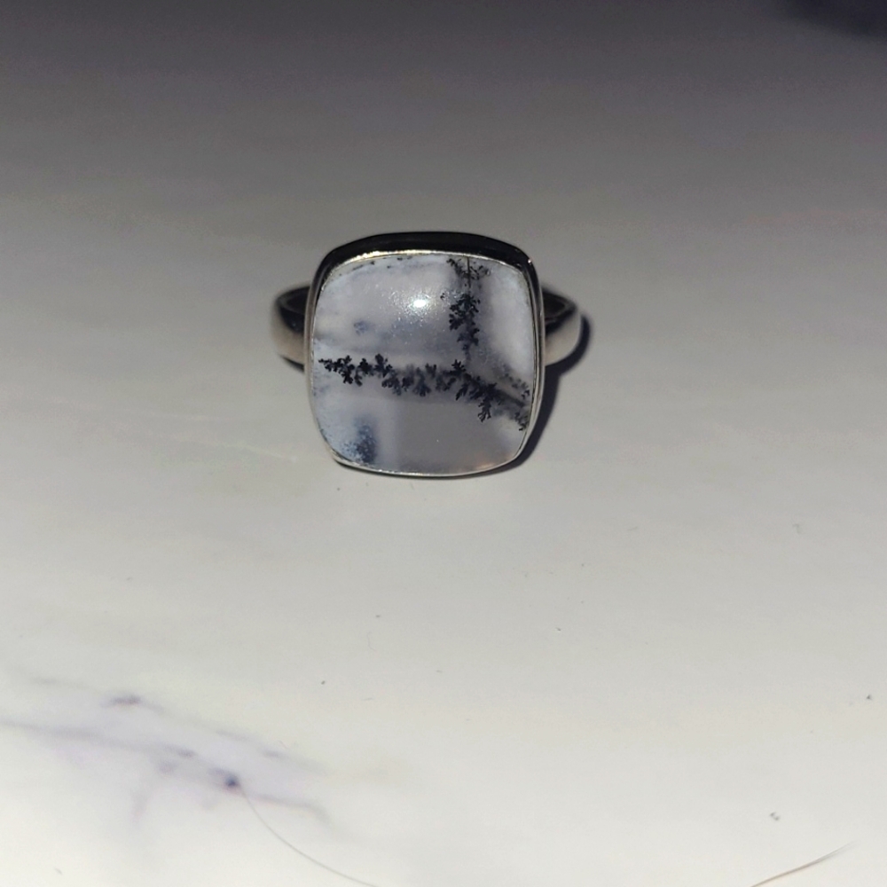 Vintage Style Dendritic Agate Ring Sterling